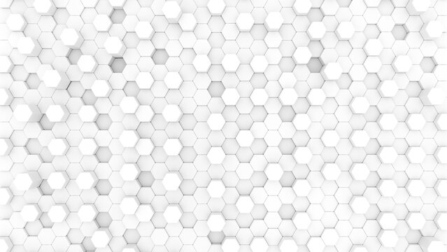 Abstract Polygonal Wall Background White Hexagon Shapes 3d rendering