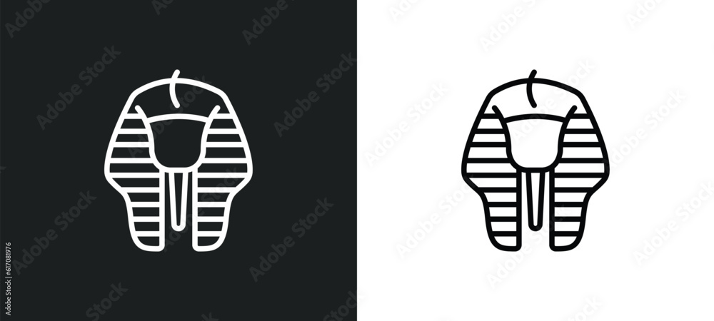 Poster sphinx line icon in white and black colors. sphinx flat vector icon from sphinx collection for web, 