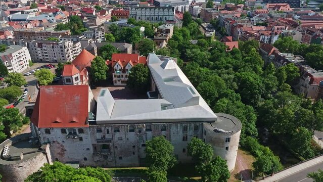 Drone shot of Art Museum Moritzburg Halle (Saale) (Kunstmuseum Moritzburg ) , Germany