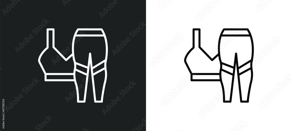 Wall mural women fitness clo line icon in white and black colors. women fitness clo flat vector icon from women fitness clo collection for web, mobile apps and ui.