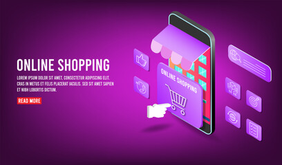 Shopping online transaction process on smartphone.