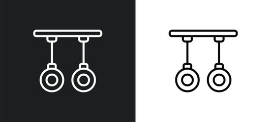gymnastic rings line icon in white and black colors. gymnastic rings flat vector icon from gymnastic rings collection for web, mobile apps and ui.
