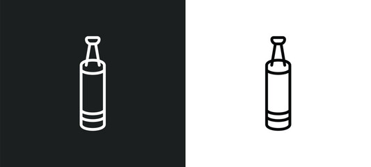 boxing bag line icon in white and black colors. boxing bag flat vector icon from boxing bag collection for web, mobile apps and ui.