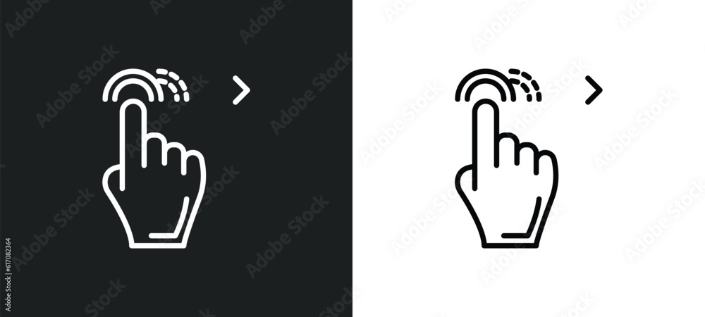 Poster drag right line icon in white and black colors. drag right flat vector icon from drag right collecti