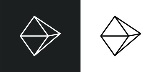 octahedron line icon in white and black colors. octahedron flat vector icon from octahedron collection for web, mobile apps and ui.