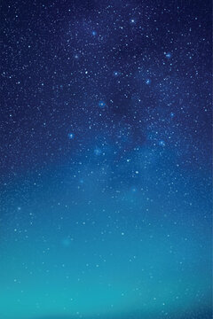 Milky Way and blue nebula. Space vector background. Night starry sky