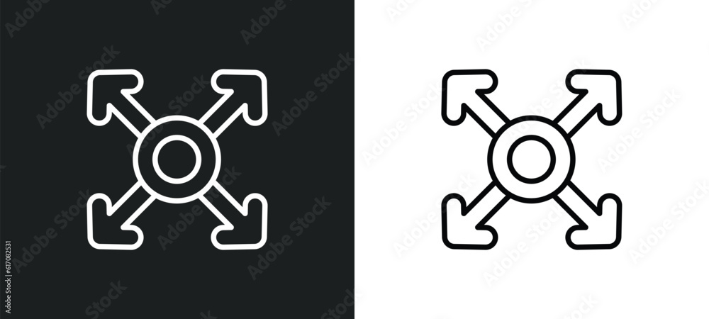 Poster extend line icon in white and black colors. extend flat vector icon from extend collection for web, 