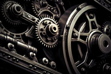 The combination of mechanical textures and atmospheric tones. Generative AI