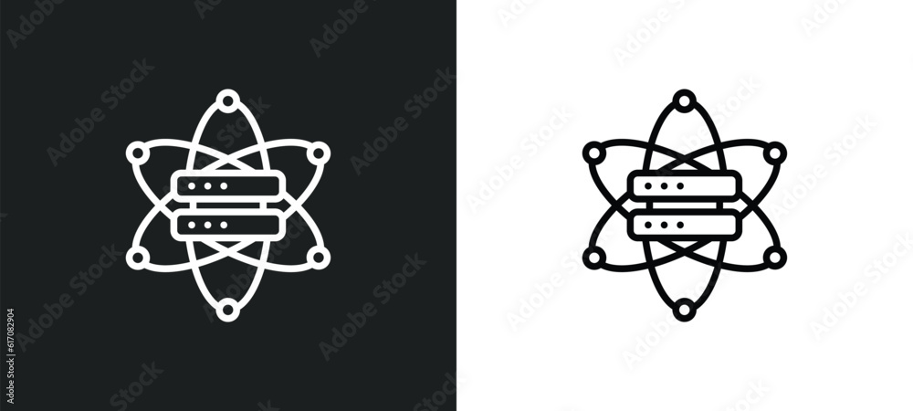 Poster data science line icon in white and black colors. data science flat vector icon from data science co