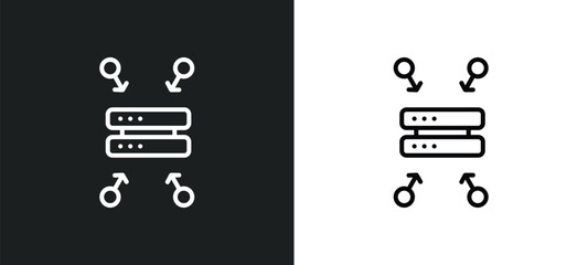 data aggregation line icon in white and black colors. data aggregation flat vector icon from data aggregation collection for web, mobile apps and ui.