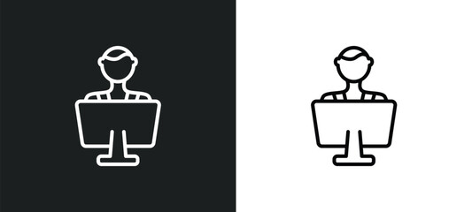 coworking line icon in white and black colors. coworking flat vector icon from coworking collection for web, mobile apps and ui.