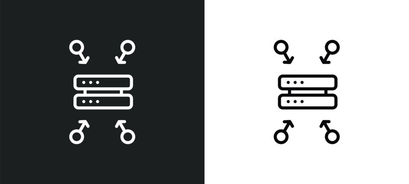 data aggregation line icon in white and black colors. data aggregation flat vector icon from data aggregation collection for web, mobile apps and ui.