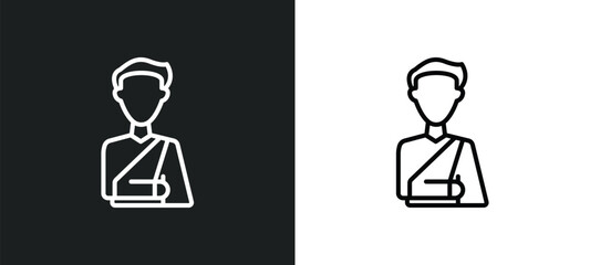 shoulder immobilizer line icon in white and black colors. shoulder immobilizer flat vector icon from shoulder immobilizer collection for web, mobile apps and ui.