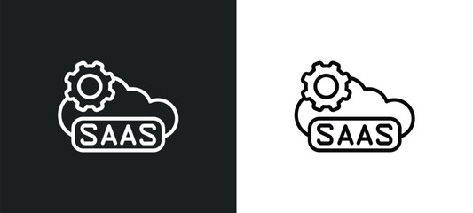 saas line icon in white and black colors. saas flat vector icon from saas collection for web, mobile apps and ui.