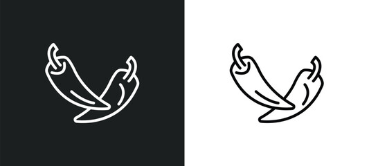 pepper line icon in white and black colors. pepper flat vector icon from pepper collection for web, mobile apps and ui.