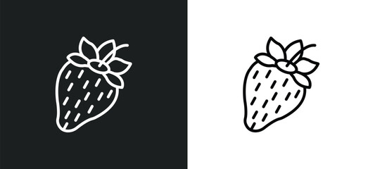 strawberry line icon in white and black colors. strawberry flat vector icon from strawberry collection for web, mobile apps and ui.