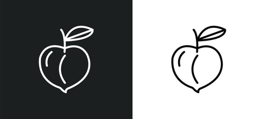 Fototapeta na wymiar peach line icon in white and black colors. peach flat vector icon from peach collection for web, mobile apps and ui.