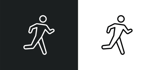 running man line icon in white and black colors. running man flat vector icon from running man collection for web, mobile apps and ui.