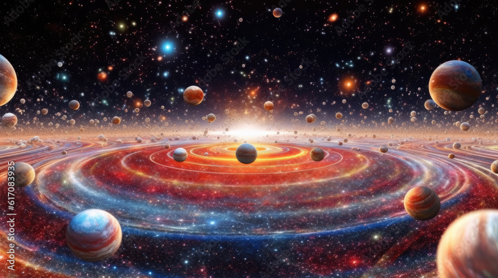 Wall mural alien planet in space created with generative ai technology