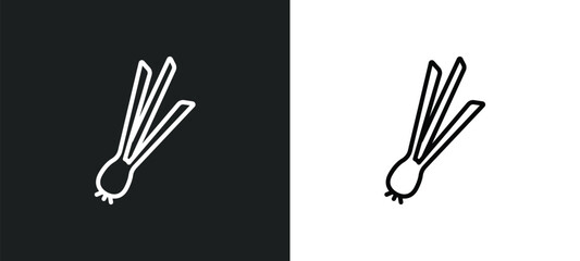 chives line icon in white and black colors. chives flat vector icon from chives collection for web, mobile apps and ui.