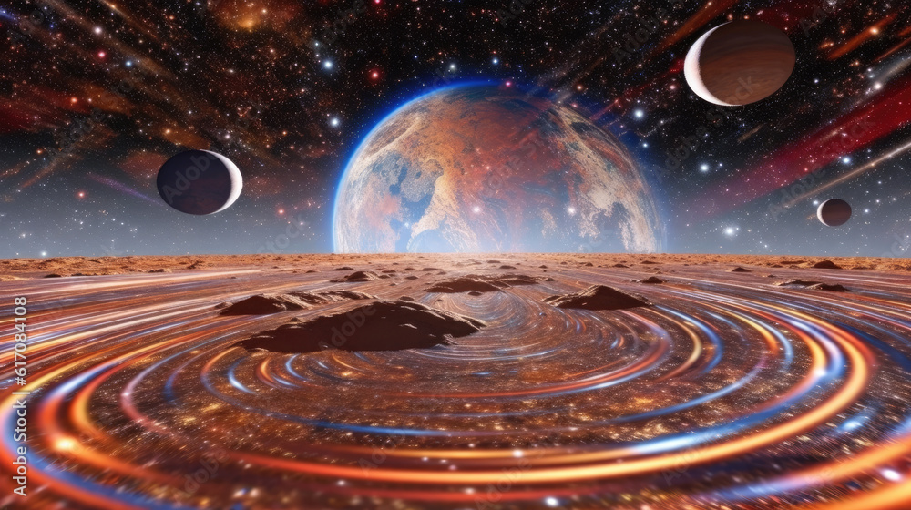 Wall mural planet in space created with generative ai technology