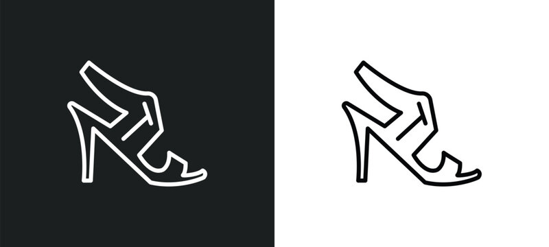high heel sandals line icon in white and black colors. high heel sandals flat vector icon from high heel sandals collection for web, mobile apps and ui.