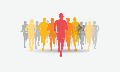 Running people silhouette. Running competition event and marathon concept. Vector illustration