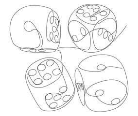 One continuous line of Dices. Thin Line Illustration vector concept. Contour Drawing Creative ideas.