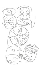 One continuous line of Dices. Thin Line Illustration vector concept. Contour Drawing Creative ideas.
