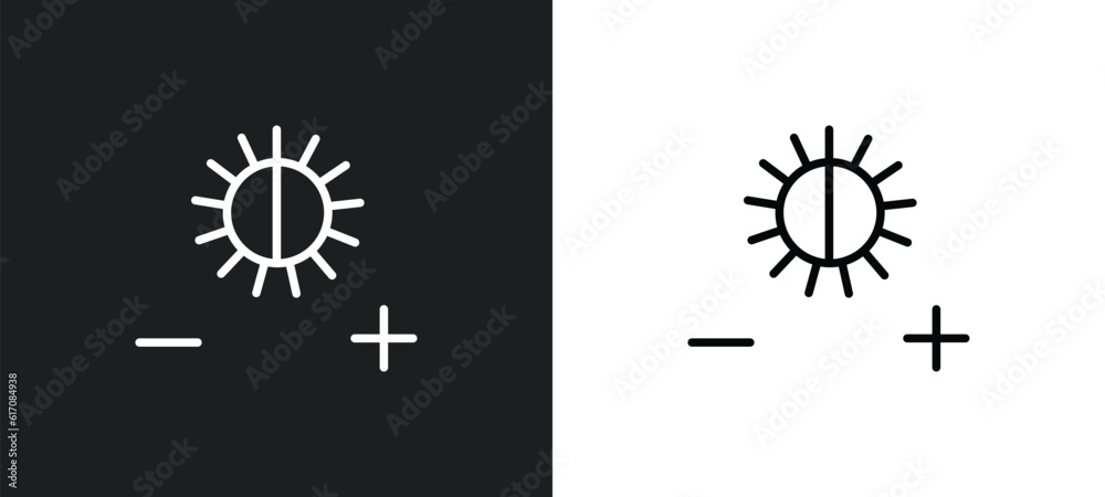 Poster brightness option line icon in white and black colors. brightness option flat vector icon from brigh