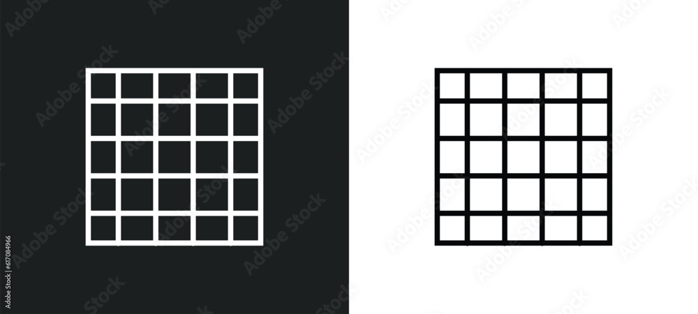 Poster screen grid line icon in white and black colors. screen grid flat vector icon from screen grid colle
