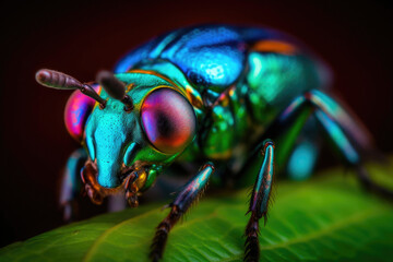 Capturing the Radiant Colors of an Insect Up Close. Generative AI