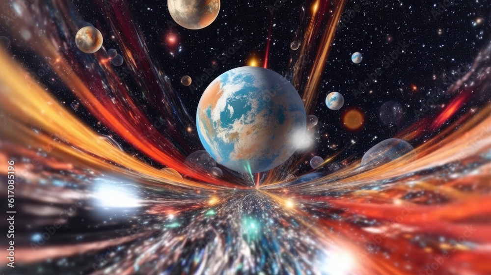 Wall mural planet in space created with generative ai technology
