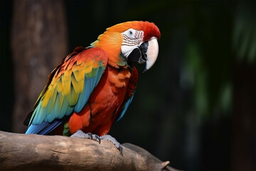 Fototapeta na wymiar Generative AI. a beautiful macaw bird on a tree branch