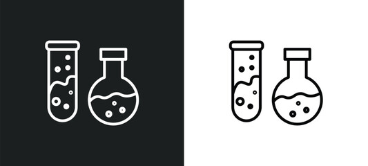 chemical test tube line icon in white and black colors. chemical test tube flat vector icon from chemical test tube collection for web, mobile apps and ui.