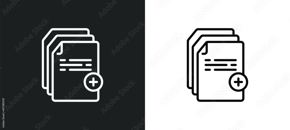 Poster new document line icon in white and black colors. new document flat vector icon from new document co