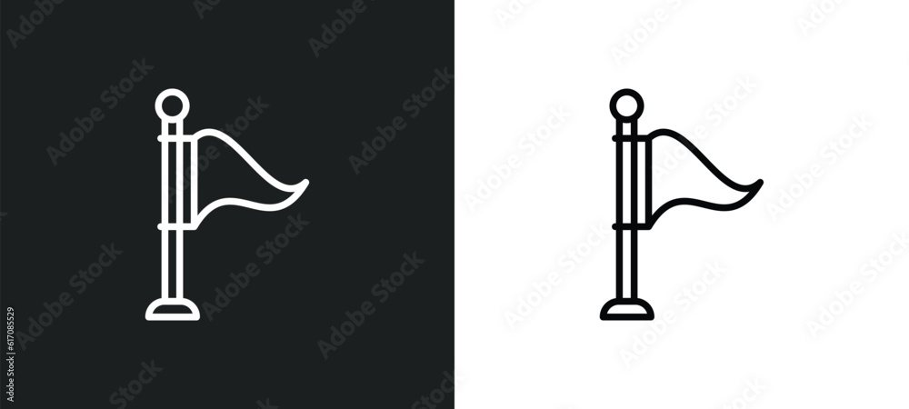 Poster flag point line icon in white and black colors. flag point flat vector icon from flag point collecti
