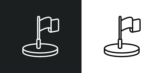 location flag line icon in white and black colors. location flag flat vector icon from location flag collection for web, mobile apps and ui.
