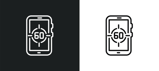 digital display 60 line icon in white and black colors. digital display 60 flat vector icon from digital display 60 collection for web, mobile apps and ui.