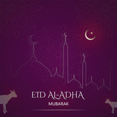 Bakrid Eid, adha festival greeting  vector design, Eid festival, card goat 