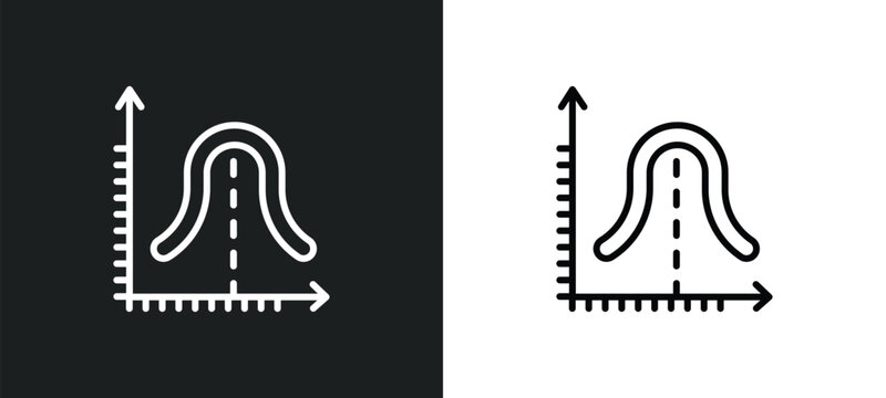 gaussian function line icon in white and black colors. gaussian function flat vector icon from gaussian function collection for web, mobile apps and ui.