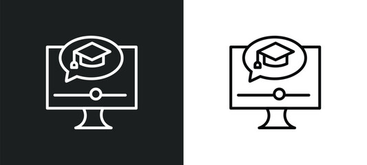 elearning line icon in white and black colors. elearning flat vector icon from elearning collection for web, mobile apps and ui.