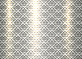 Naklejka premium Silvery gray shiny metallic background with squares perforated pattern.
