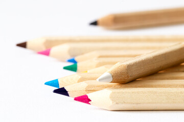Obraz premium Colour pencils isolated on white background, close up.