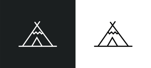 wigwam line icon in white and black colors. wigwam flat vector icon from wigwam collection for web, mobile apps and ui. © IconArt