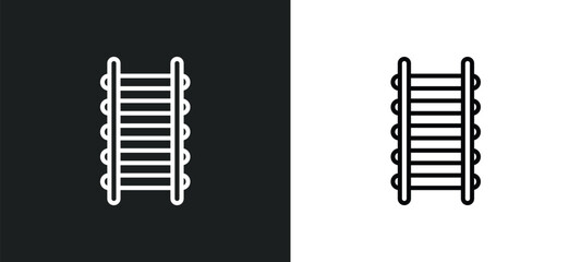 train rails line icon in white and black colors. train rails flat vector icon from train rails collection for web, mobile apps and ui.