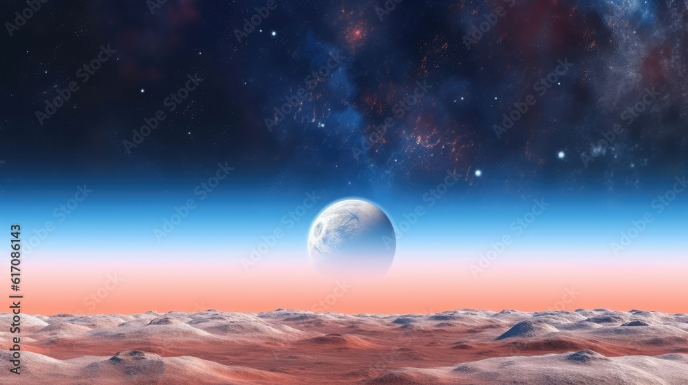 Wall mural moon over the mountains created with generative ai technology
