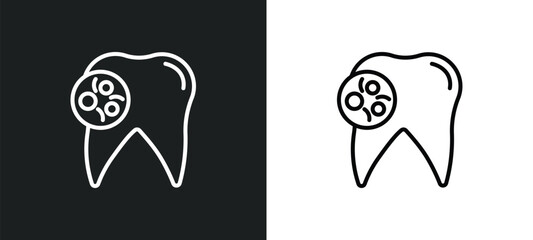 bacteria in mouth line icon in white and black colors. bacteria in mouth flat vector icon from bacteria mouth collection for web, mobile apps and ui.