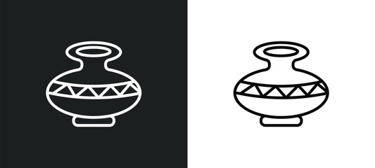 native american pot line icon in white and black colors. native american pot flat vector icon from native american pot collection for web, mobile apps and ui.