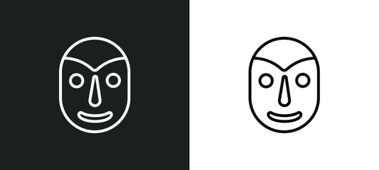 native american mask line icon in white and black colors. native american mask flat vector icon from native american mask collection for web, mobile apps and ui.